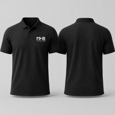 Polo noir brodé MJ2R Impression